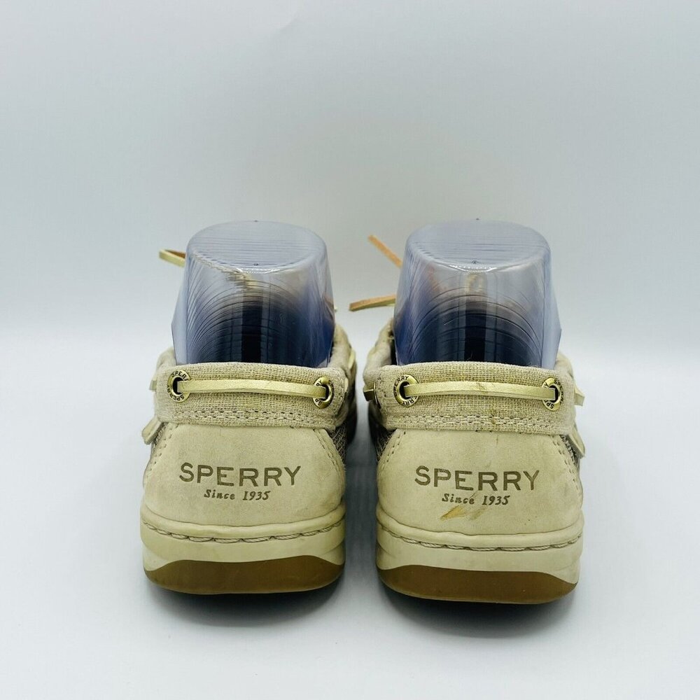 Sperry Top Sider Shoes Womens Size 8 M Tan Boat Shoe Slip On Brown Leather Lace - Picture 7 of 12